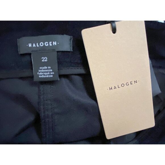 Halogen Black Velvet Wide Leg Trousers Pants Sz 22 Front & Back Pockets NEW - Picture 4 of 6